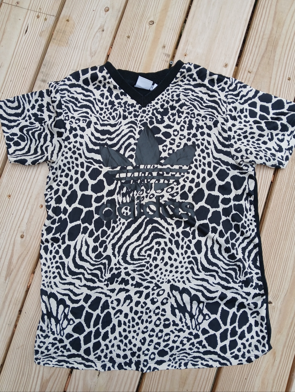 adidas WOMENS Black & White Animal Print Tee
